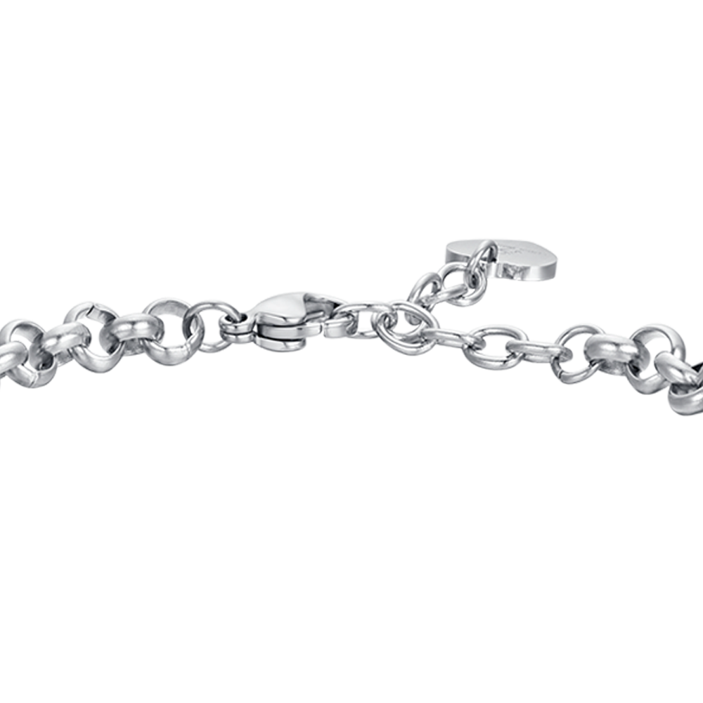 WOMEN'S STEEL BRACELET WITH FLOWER OF LIFE AND WHITE CRYSTALS