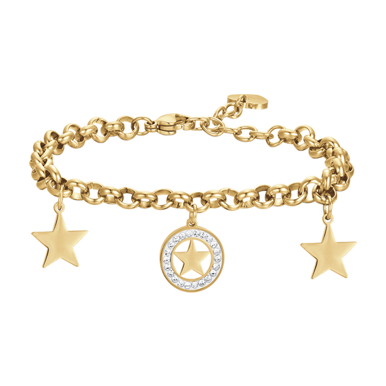 WOMEN'S STEEL BRACELET WITH STARS AND WHITE CRYSTALS
