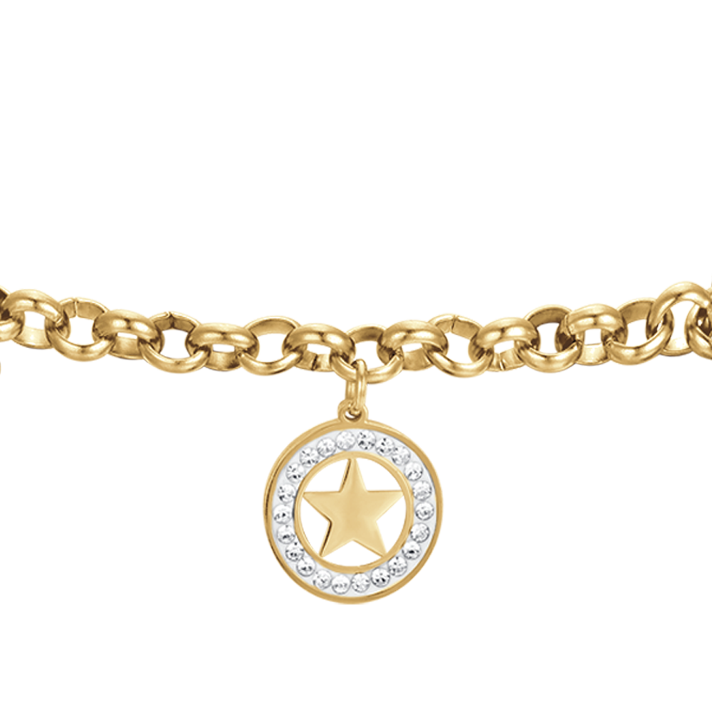 WOMEN'S STEEL BRACELET WITH STARS AND WHITE CRYSTALS