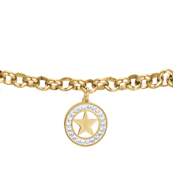 WOMEN'S STEEL BRACELET WITH STARS AND WHITE CRYSTALS