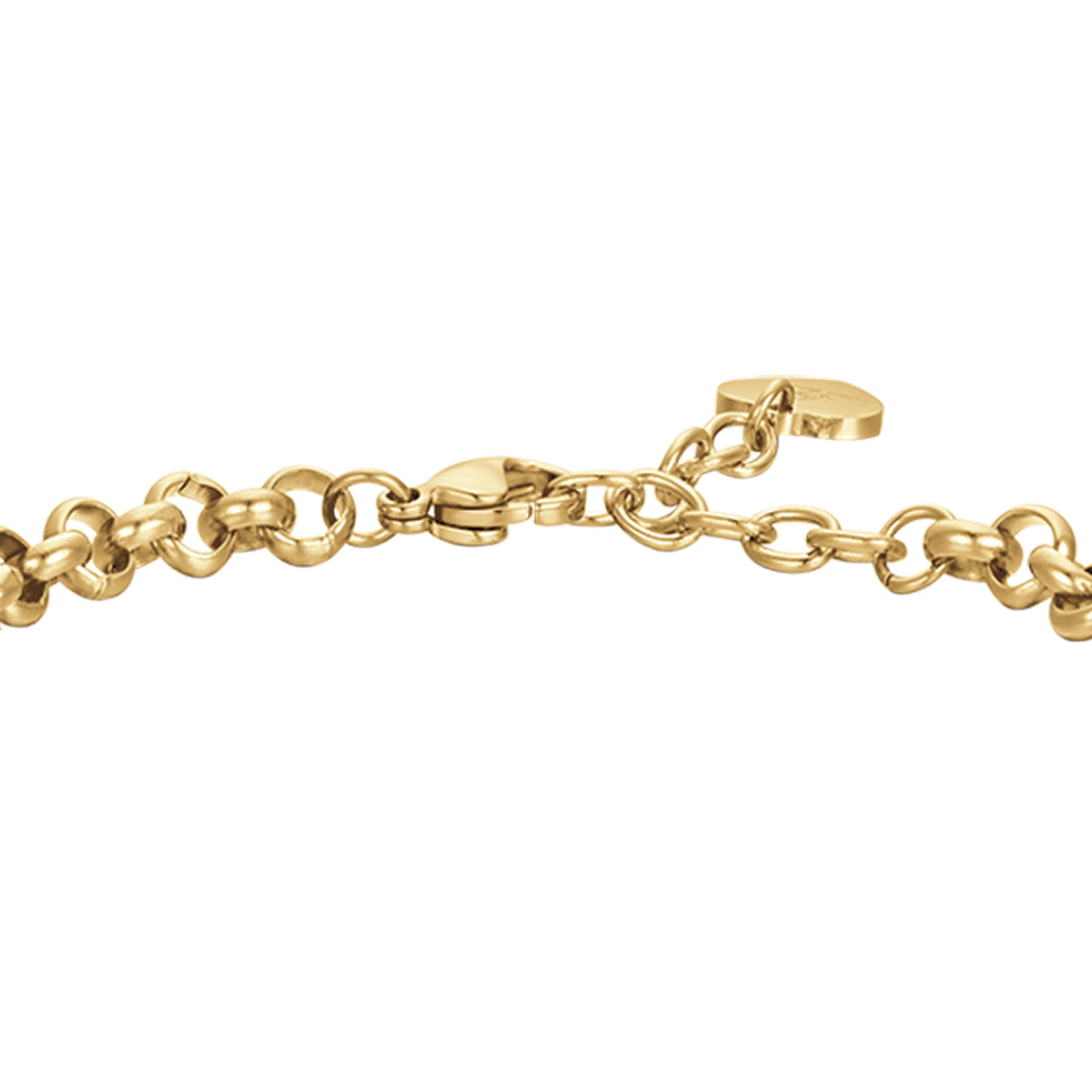WOMEN'S STEEL BRACELET WITH HEARTS AND WHITE CRYSTALS