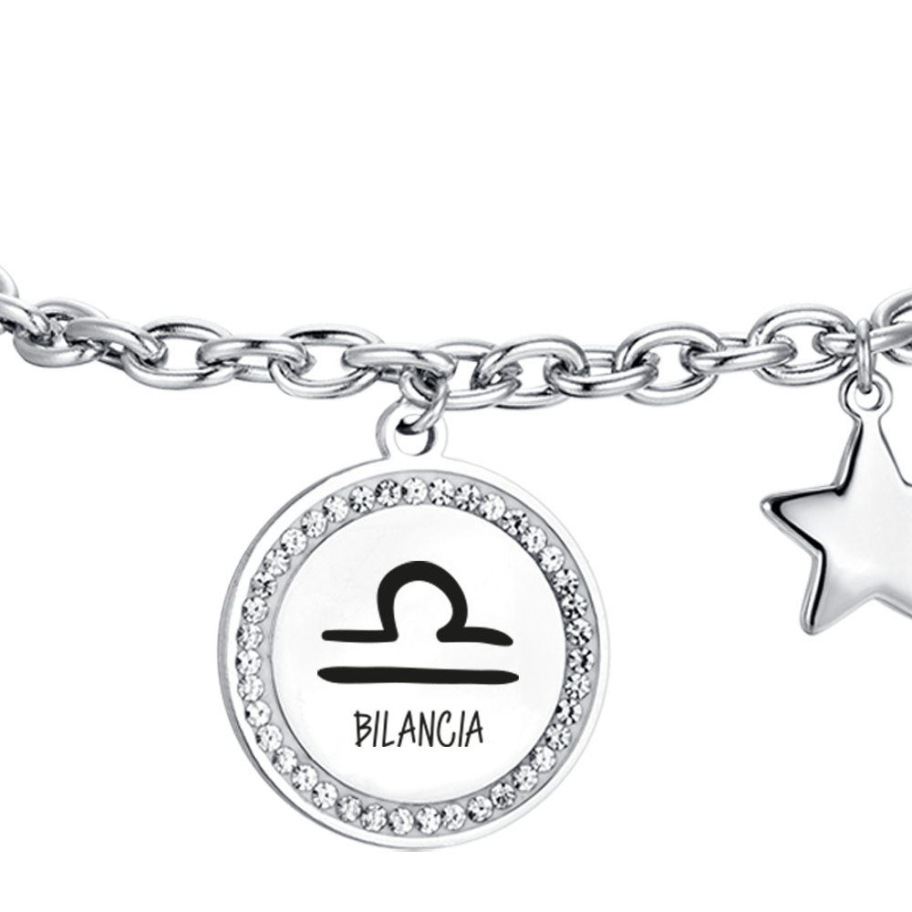 STEEL WOMEN'S BRACELET ZODIAC SIGN SCALES PLATE