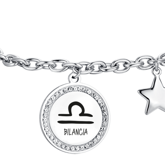 STEEL WOMEN'S BRACELET ZODIAC SIGN SCALES PLATE