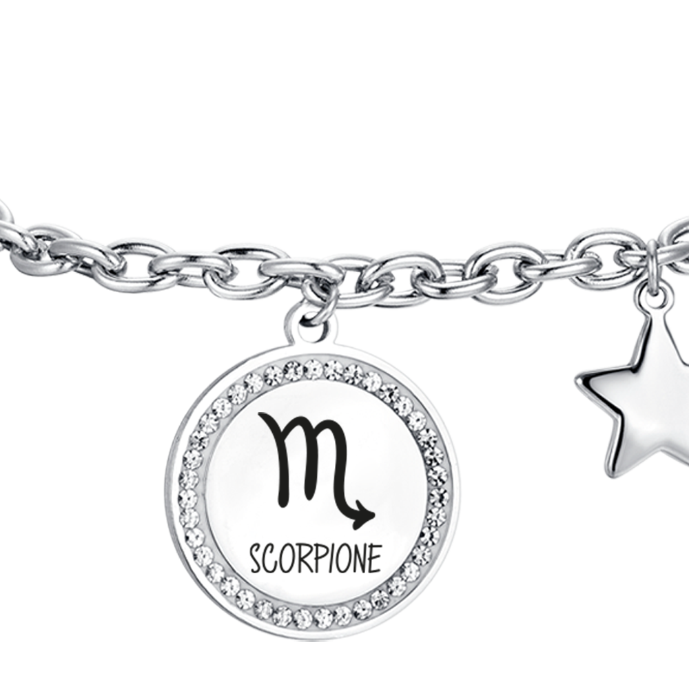 STEEL WOMEN'S BRACELET SCORPIO ZODIAC SIGN PLATE