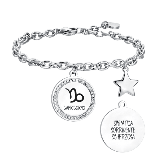 BRACCIALE DONNA IN ACCIAIO SEGNO ZODIACALE CAPRICORNO PIASTRA Luca Barra