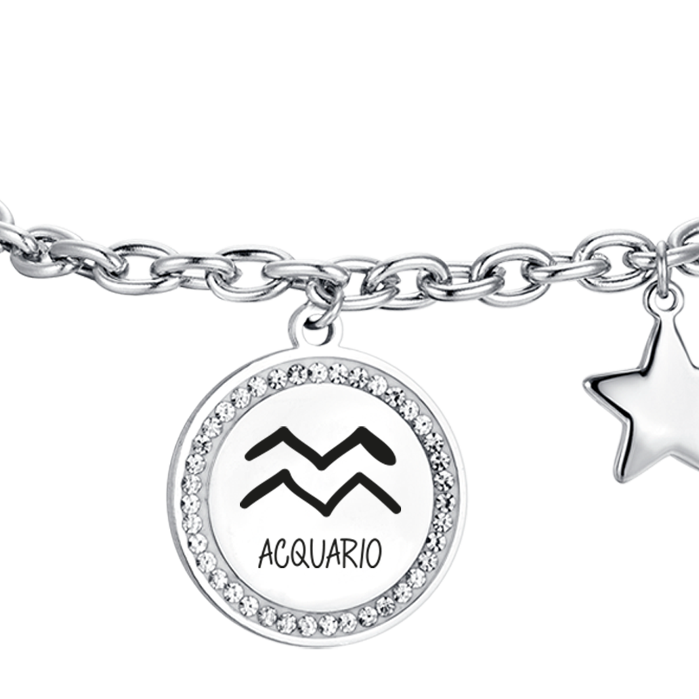 STEEL WOMEN'S BRACELET ZODIAC SIGN AQUARIUS PLATE