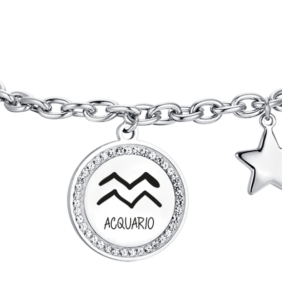 STEEL WOMEN'S BRACELET ZODIAC SIGN AQUARIUS PLATE