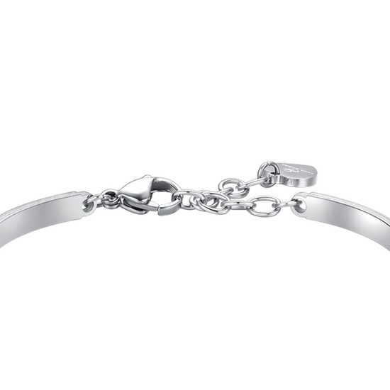 PINK CRYSTAL HEART STEEL WOMEN'S BRACELET WITH WHITE CRYSTALS