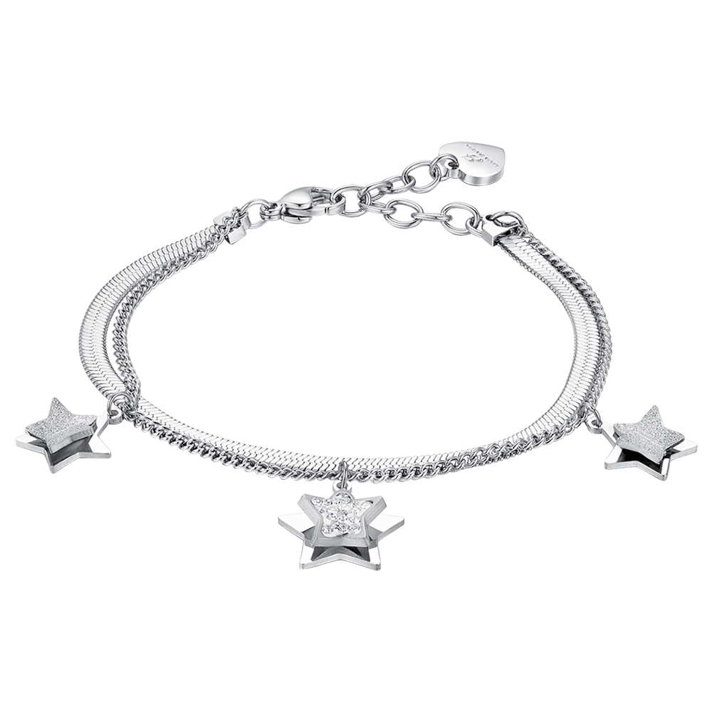 BRACCIALE DONNA IN ACCIAIO STELLE CON CRISTALLI BIANCHI Luca Barra