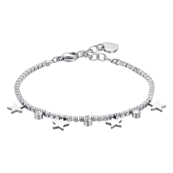 BRACCIALE TENNIS DONNA IN ACCIAIO CON CRISTALLI BIANCHI E STELLE Luca Barra