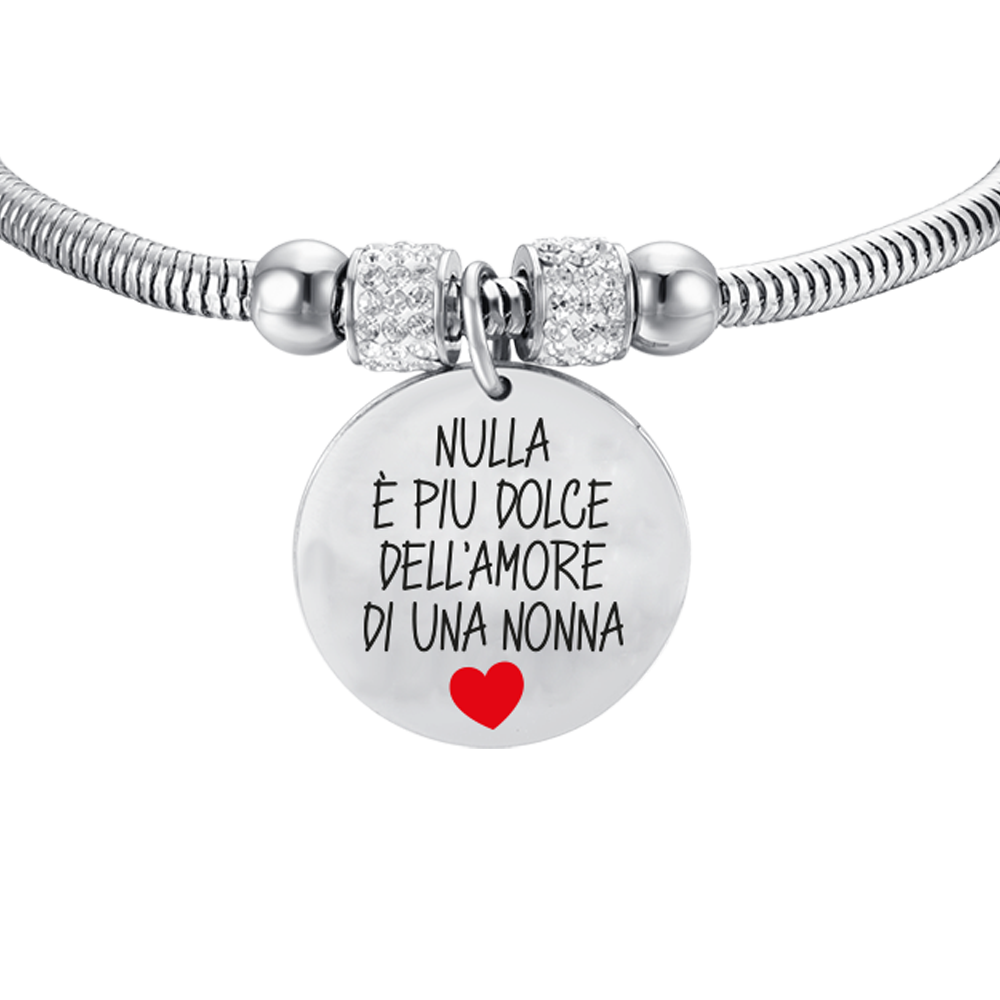 BRACCIALE DONNA IN ACCIAIO NULLA E' PIÙ DOLCE DELL'AMORE DI UNA NONNA Luca Barra