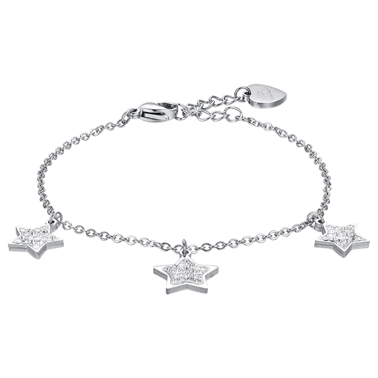 BRACCIALE DONNA IN ACCIAIO STELLE CON CRISTALLI BIANCHI Luca Barra