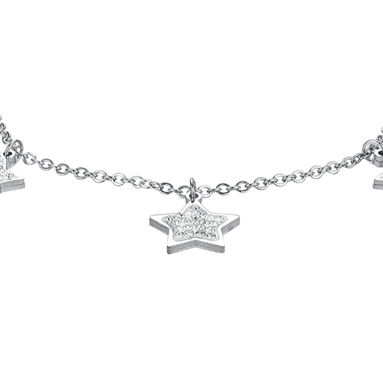 WOMEN'S STEEL STAR BRACELET WITH WHITE CRYSTALS