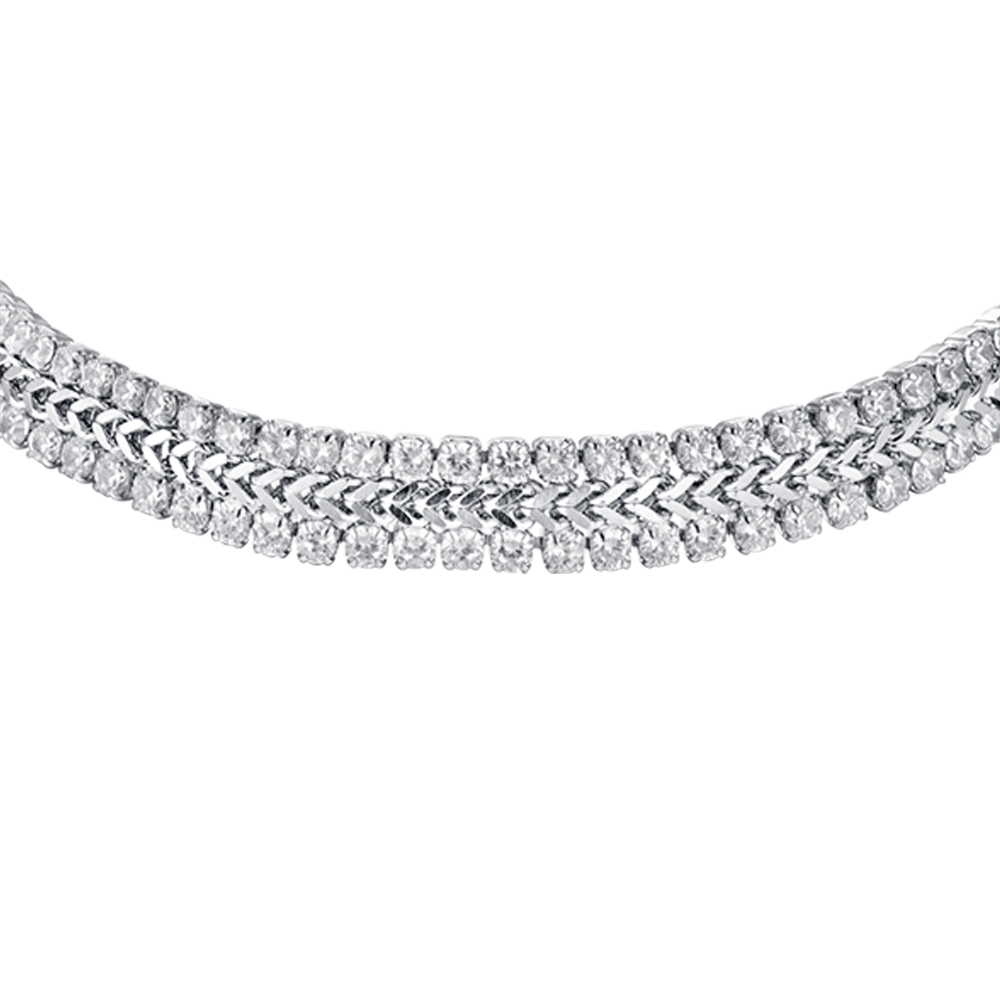 WOMAN'S TENNIS BRACELET IN STEEL WITH WHITE CRYSTALS Luca Barra