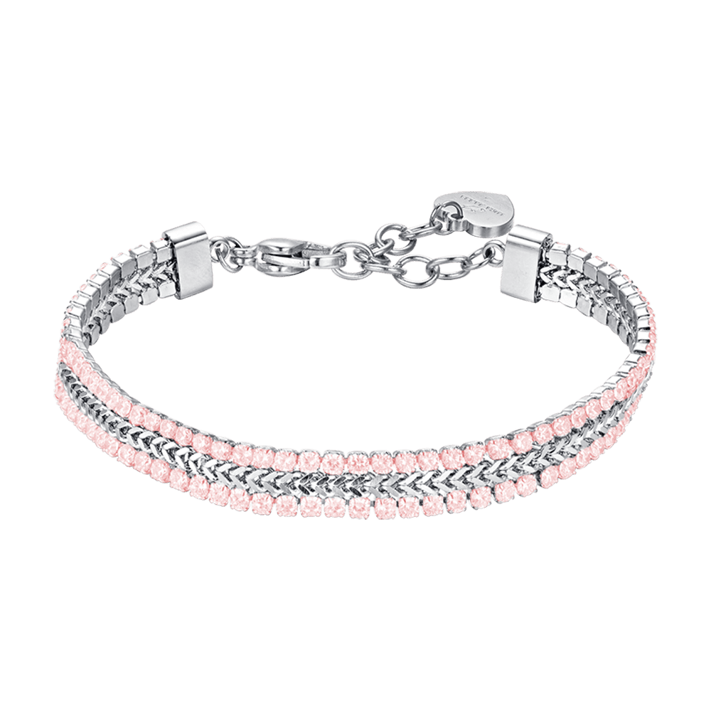 WOMAN'S TENNIS BRACELET IN STEEL WITH PINK CRYSTALS Luca Barra