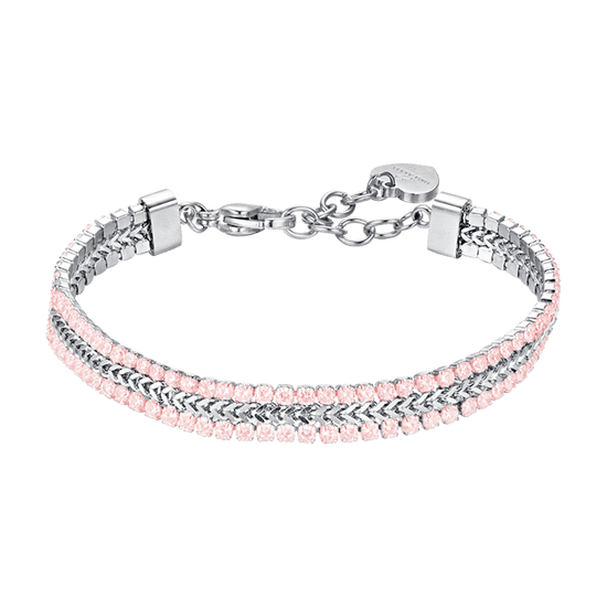 WOMAN'S TENNIS BRACELET IN STEEL WITH PINK CRYSTALS Luca Barra