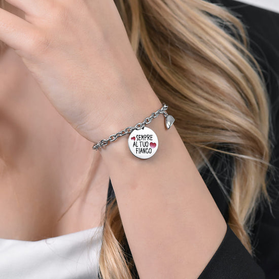 BRACCIALE COPPIA IN ACCIAIO CON CUORE CALAMITA