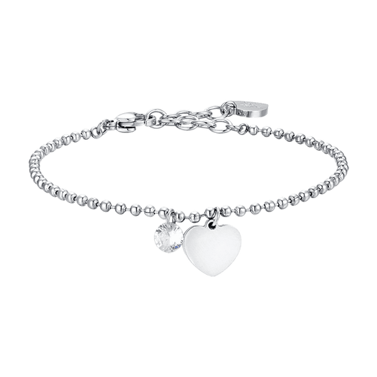 BRACCIALE DONNA IN ACCIAIO CON CUORE E ZIRCONE BIANCO