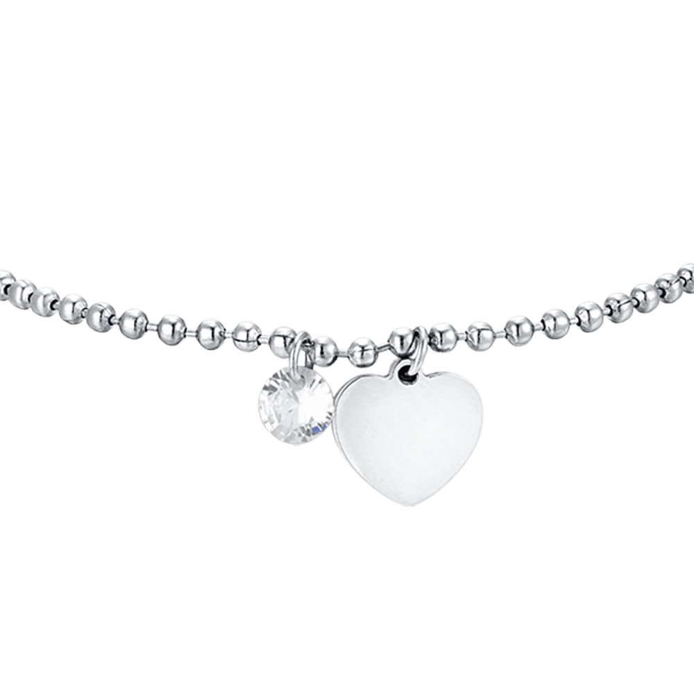 BRACCIALE DONNA IN ACCIAIO CON CUORE E ZIRCONE BIANCO Luca Barra