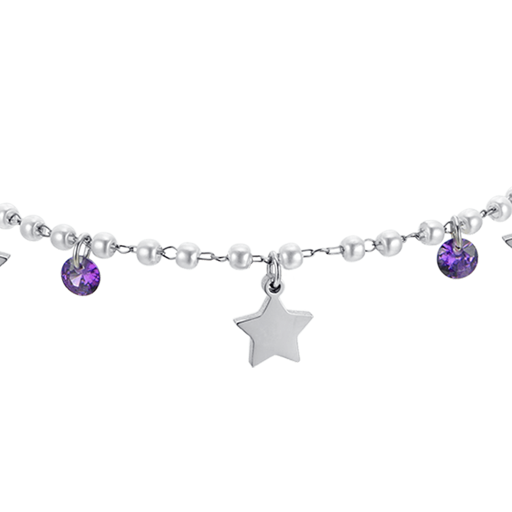 WOMEN'S STEEL PEARL BRACELET WITH STARS