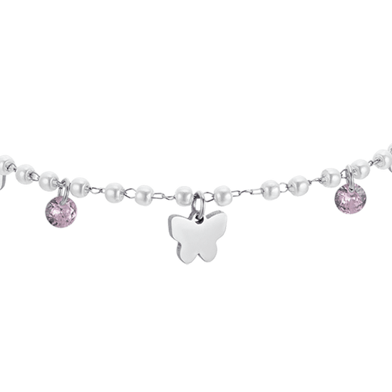 WOMEN'S STEEL PEARL BRACELET WITH BUTTERFLIES