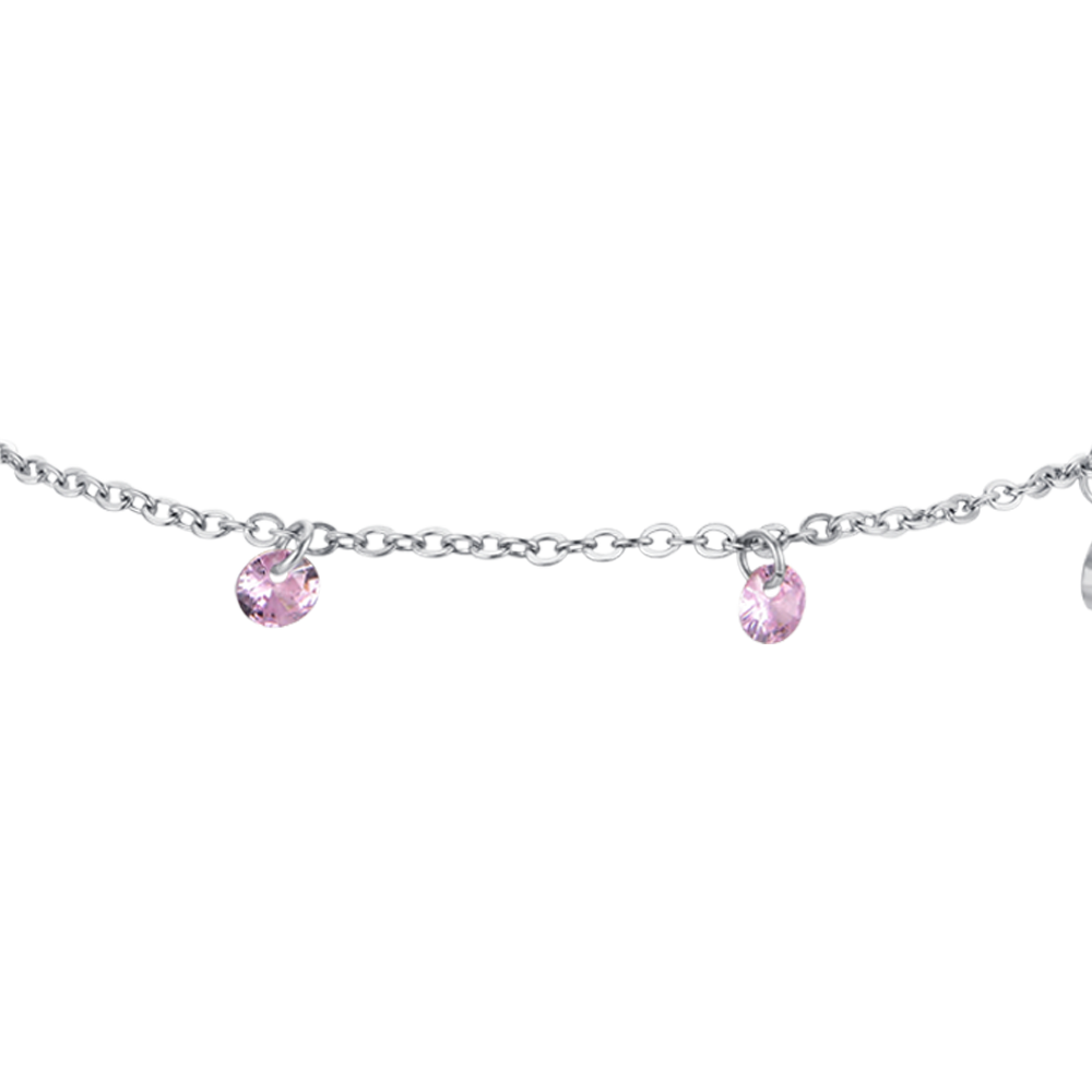 PINK CRYSTAL STEEL WOMEN'S BRACELET