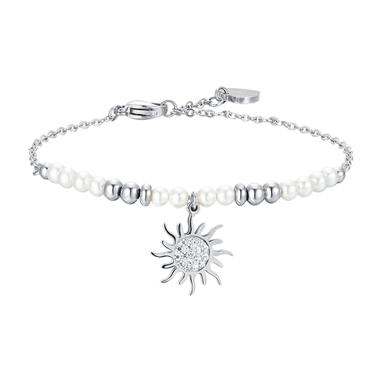 BRACCIALE DONNA IN ACCIAIO CON PERLE E SOLE Luca Barra