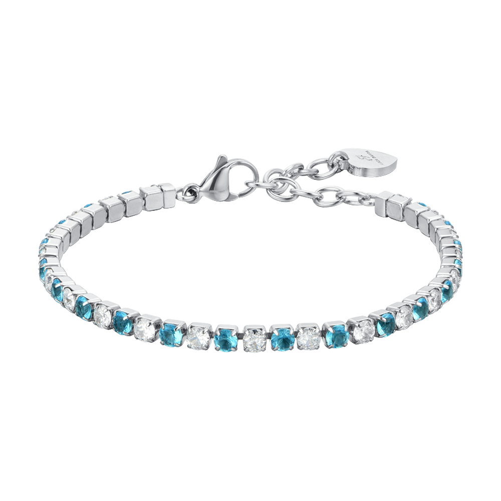 BRACCIALE TENNIS DONNA CRISTALLI AZZURRI E BIANCHI Luca Barra