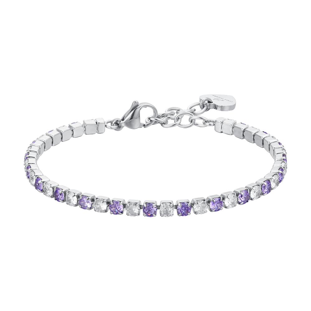 BRACCIALE TENNIS DONNA CRISTALLI VIOLA E BIANCHI Luca Barra