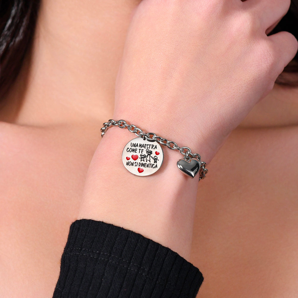 BRACCIALE DONNA IN ACCIAIO UNA MAESTRA COME TE NON SI DIMENTICA