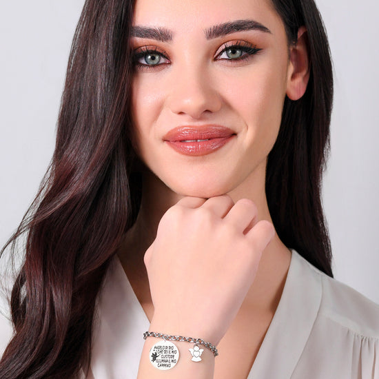 WOMEN'S STEEL BRACELET WITH ANGEL CHARM