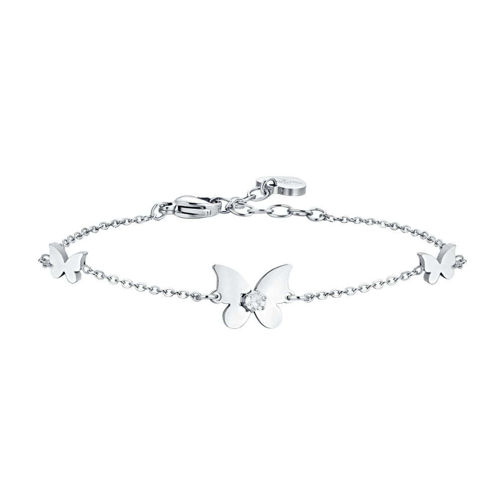 BRACCIALE DONNA IN ACCIAIO FARFALLE E ZIRCONI Luca Barra