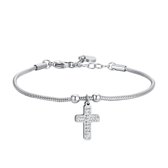 BRACCIALE DONNA IN ACCIAIO CON CROCE