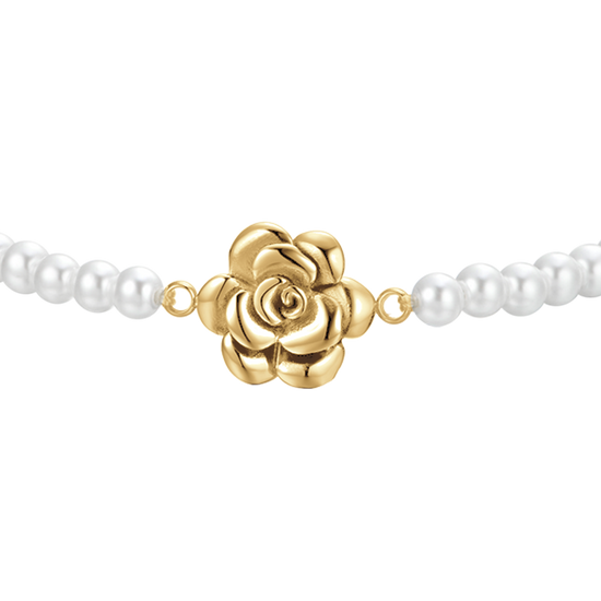 Upload image to Gallery WOMAN'S BRACELET IN STEEL IP GOLD PEARLS AND PINK
