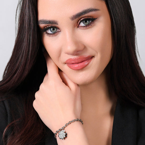 WOMEN'S STEEL FOUR-LEAF CLOVER SWIVEL BRACELET