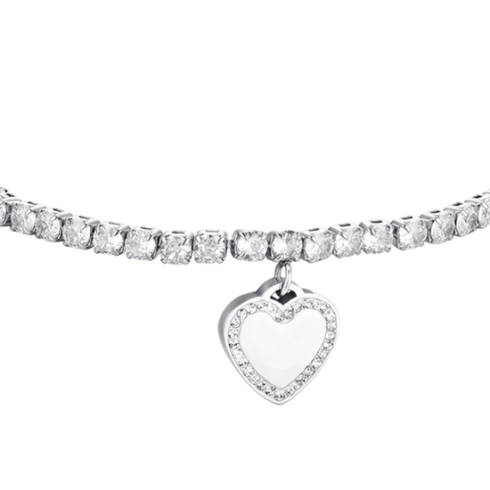 WOMEN'S STEEL HEART AND CUBIC ZIRCONIA TENNIS BRACELET