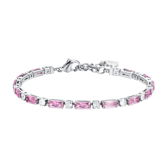 BRACCIALE TENNIS DONNA IN ACCIAIO ZIRCONI ROSA Luca Barra