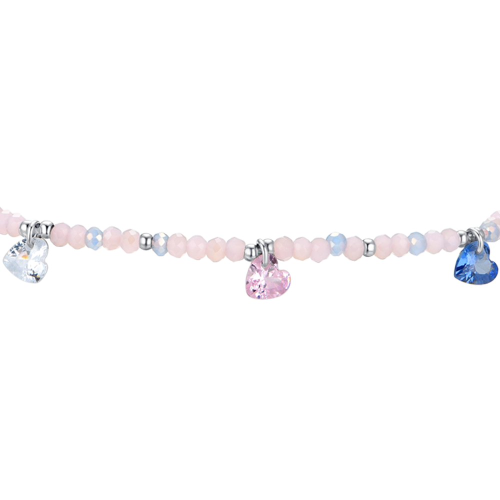 WOMEN'S STEEL BRACELET PINK STONES AND MULTICOLOR CRYSTALS