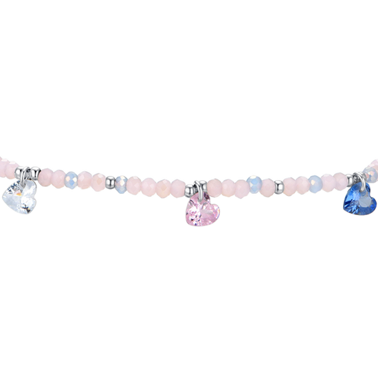 WOMEN'S STEEL BRACELET PINK STONES AND MULTICOLOR CRYSTALS