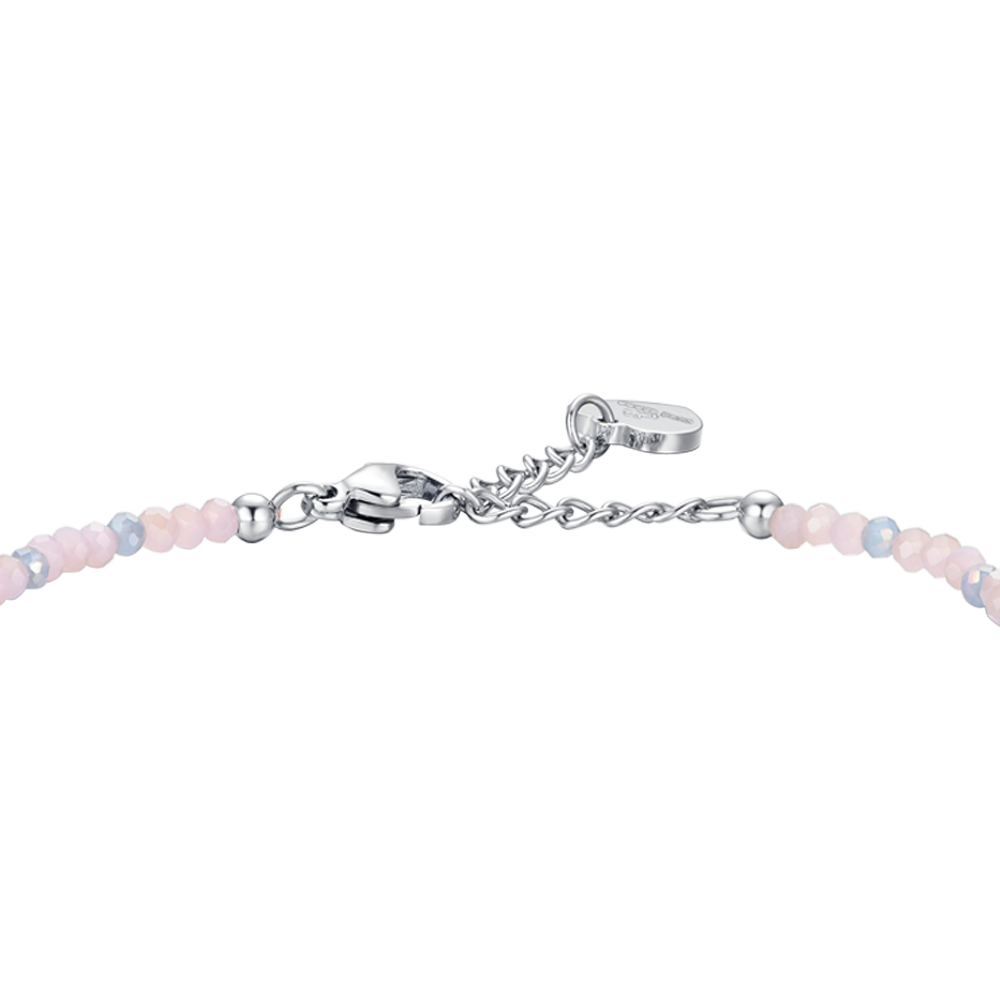 WOMEN'S STEEL BRACELET PINK STONES AND MULTICOLOR CRYSTALS