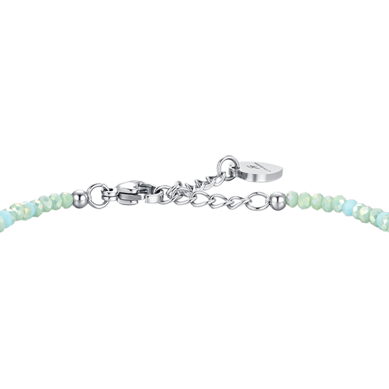 WOMEN'S STEEL BRACELET TEAL STONES AND CRYSTALS