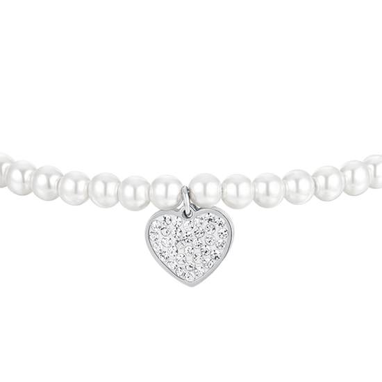 PEARLS AND HEART STEEL WOMEN'S BRACELET