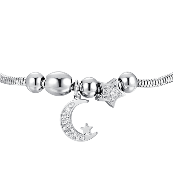WOMEN'S STEEL MOON AND CRYSTALS BRACELET