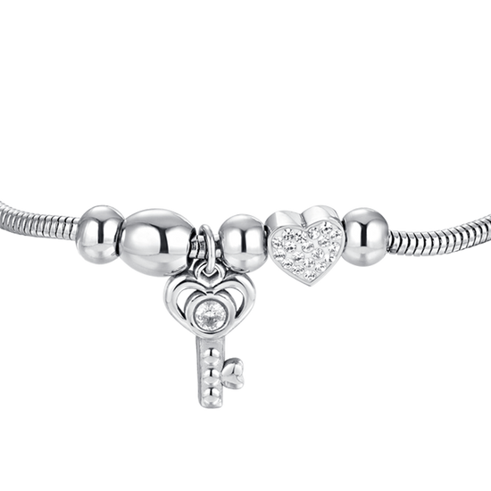 WOMEN'S STEEL KEY AND CRYSTAL BRACELET