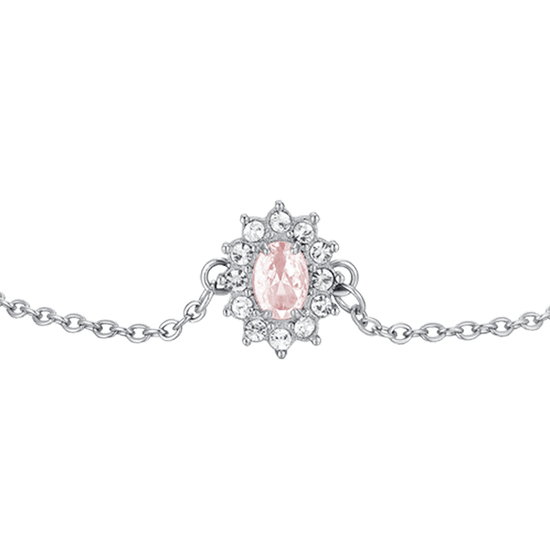BRACCIALE DONNA IN ACCIAIO CRISTALLI E ZIRCONE ROSA
