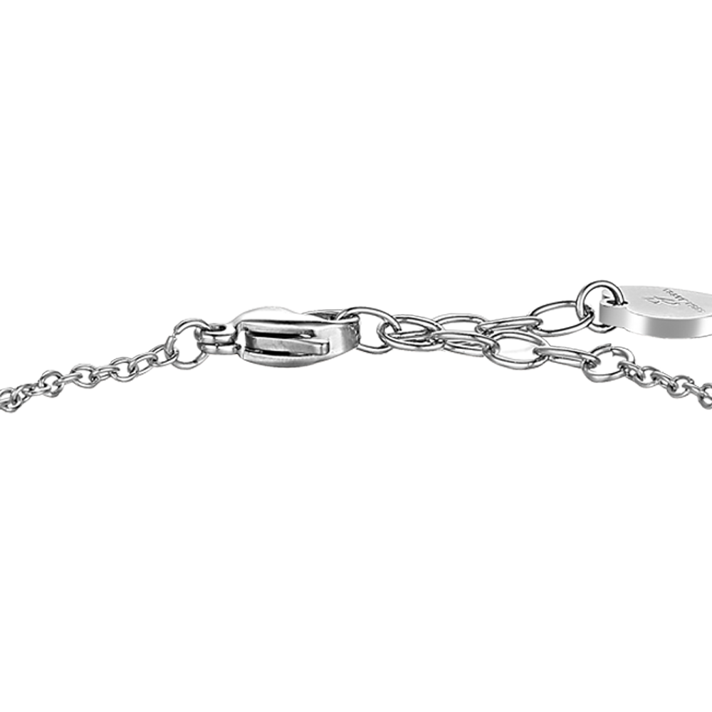 BRACCIALE DONNA IN ACCIAIO E PERLE SINTETICHE BIANCHE CON STELLA