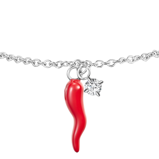 Carica immagine nella Galleria BRACCIALE IN ACCIAIO CON CORNO ROSSO E PUNTO LUCE
