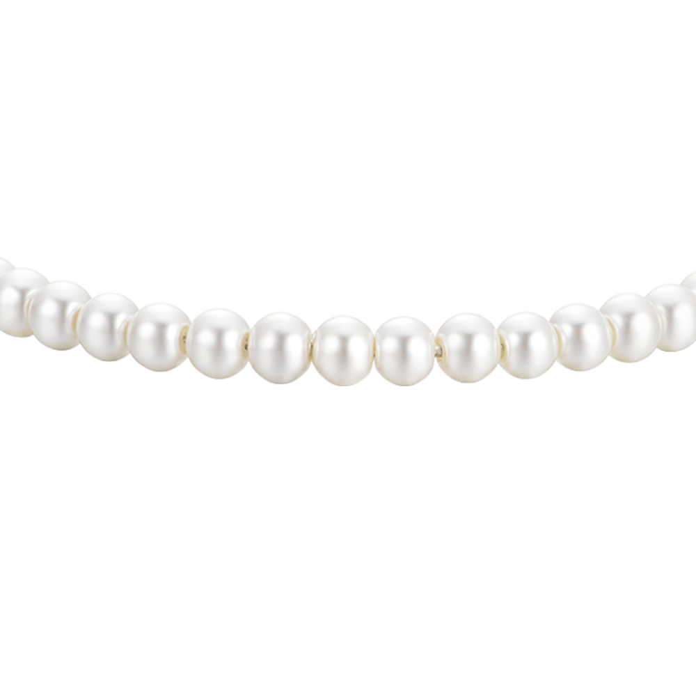 WOMEN'S STEEL BRACELET WITH WHITE PEARLS