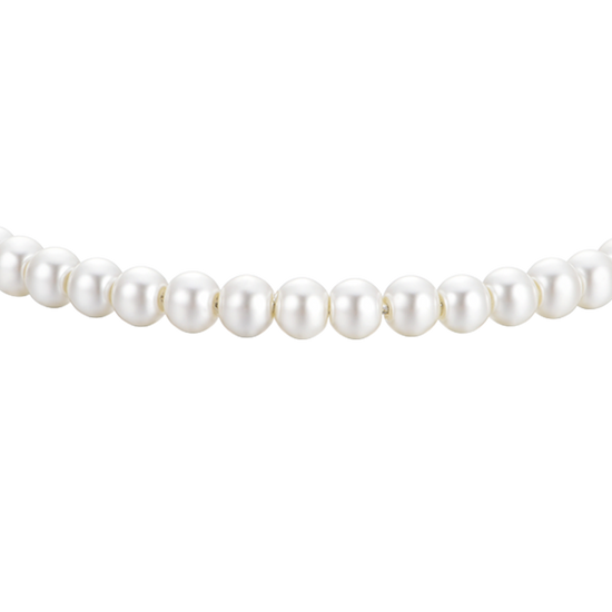 WOMEN'S STEEL BRACELET WITH WHITE PEARLS
