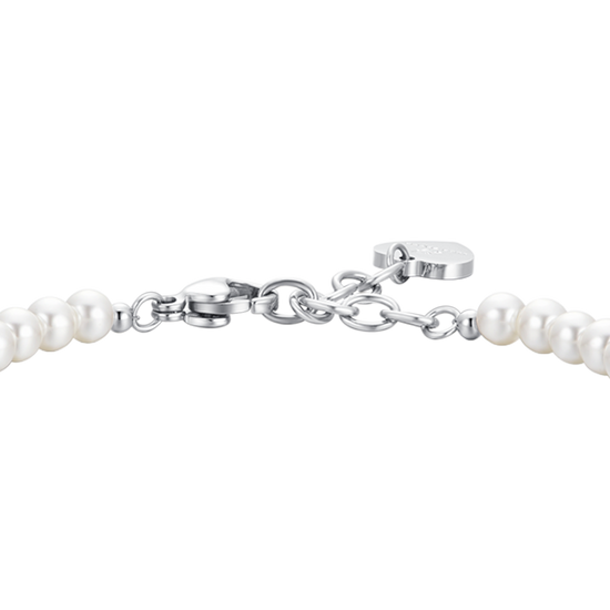 WOMEN'S STEEL BRACELET WITH WHITE PEARLS